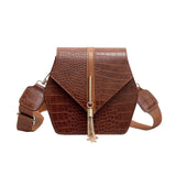 Retro Croc |Small Square Paisley Portable Wild Shoulder Bag Messenger Handbag Leather Purse