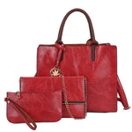 Leaf 3 PCS Set |PU Leather Handbag Solid Color Messenger Bag Shoulder Bag Wallet Bags