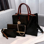 Leaf 3 PCS Set |PU Leather Handbag Solid Color Messenger Bag Shoulder Bag Wallet Bags