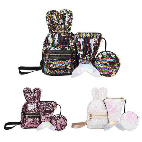 Sequin 3pcs set |Shining Sequins Backpacks Travel Large Capacity Bags Glitter Rucksack Party School Bags Bagpack