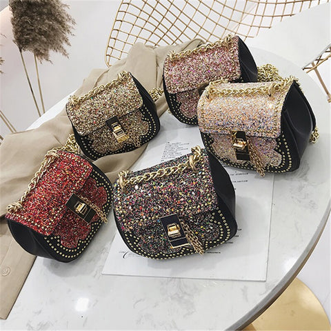 Baby Glitz | Crystal Shoulder Messenger Bags Mini Glitter Handbag Purse Birthday Gift Princess Evening Party Bag