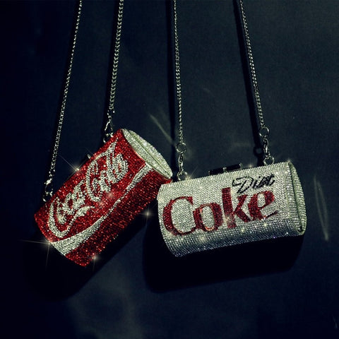 Coke Soda Cola | Diamonds Shoulder Bags Designer Cola Can Shape Chains Crossbody Bags Chic Evening Clutch Purse