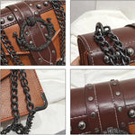 Retro Treasure |Leather Shoulder Chain Messenger Crossbody Bag Satchel Tote Purse Casual Travel Bag