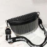 Chain Me | Punk Rivet Waist Bags Tassel Cool Fanny Pack Leather Chest Belt Bags Crossbody Shoulder Phone Money Bum Hip Purse